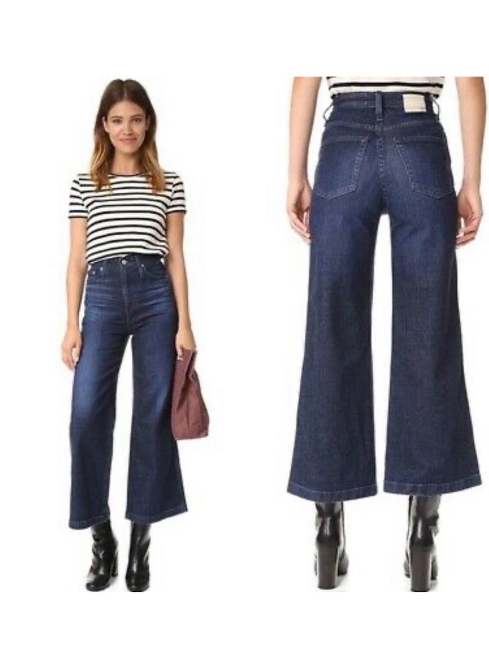 AG Yvette High Rise Wide Leg Ankle Jeans-worn once